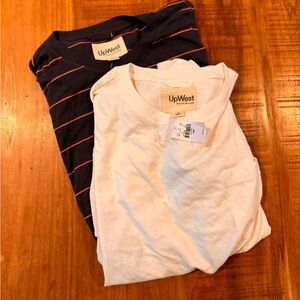 Two (2) UpWest pocket tees blue and white large